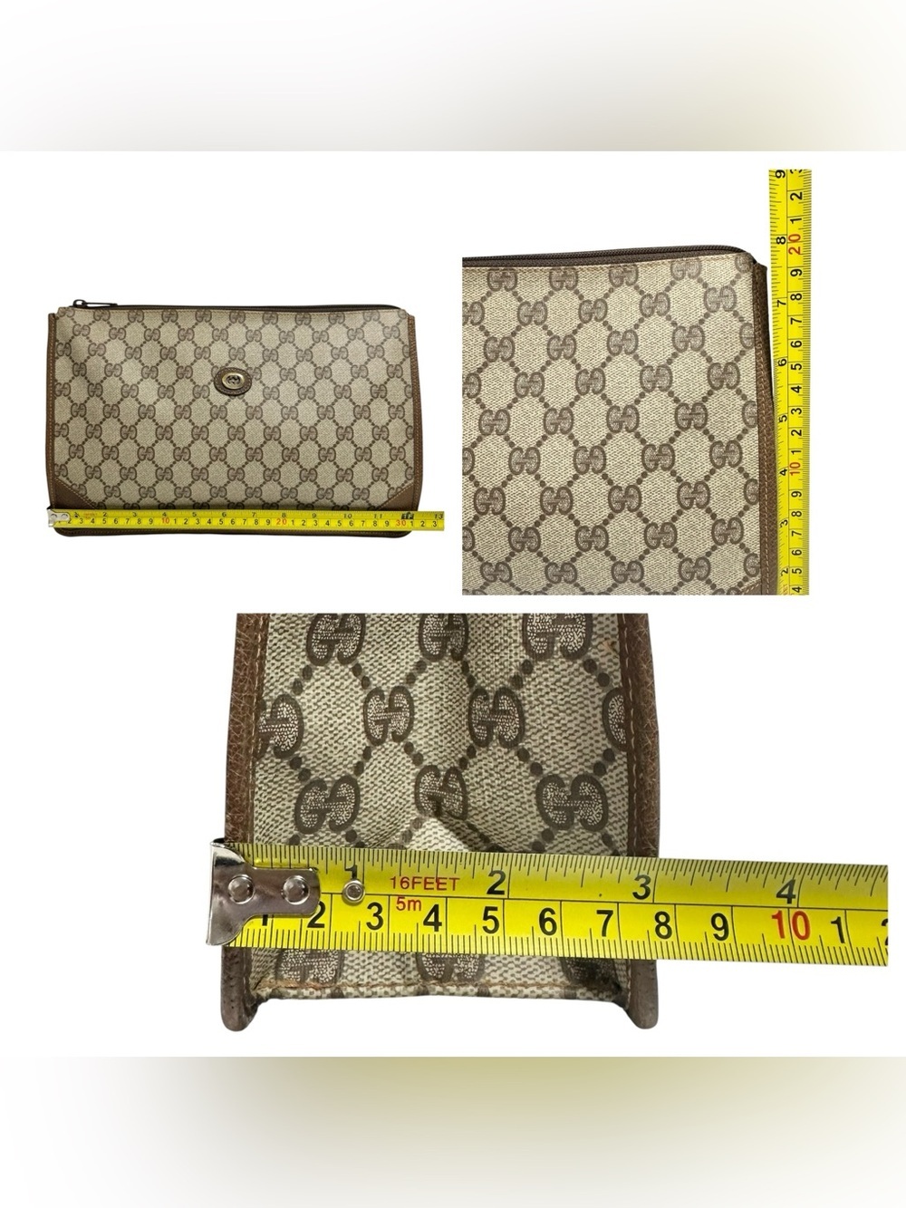 Gucci GG Supreme Web Canvas & Leather Vintage Large Evening Clutch Bag - Picture 10 of 14